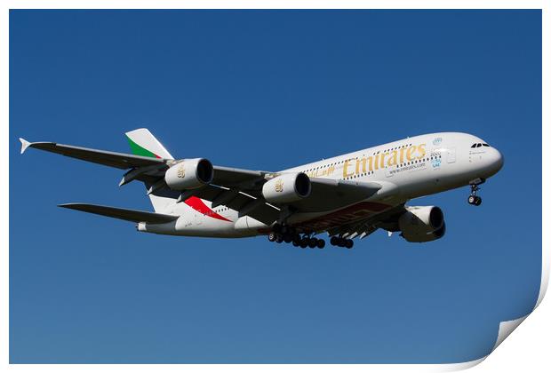 Emirates Airbus A380 Print by David Pyatt