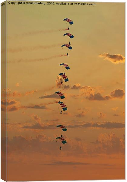 Sunset Falcons Stack Formation Canvas Print by rawshutterbug 