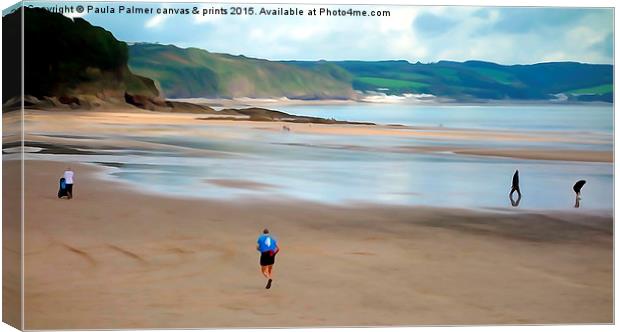  Saundersfoot Beach Canvas Print by Paula Palmer canvas