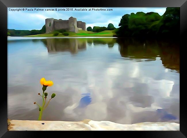 Castle Carew Reflections in the River Carew Framed Print by Paula Palmer canvas