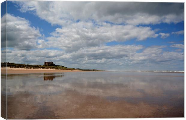  Bamburgh Castle Reflection Canvas Print by Shaun Cope
