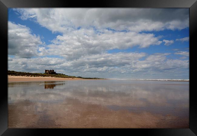  Bamburgh Castle Reflection Framed Print by Shaun Cope