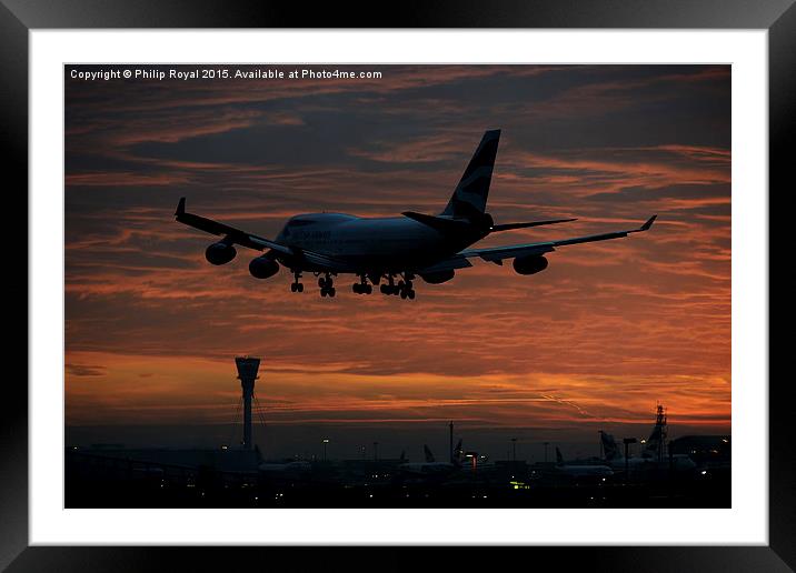  Jumbo Jet Dawn Arrival, London Heathrow Framed Mounted Print by Philip Royal