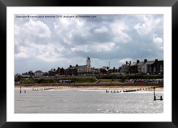  southwold lighthouse and beach Framed Mounted Print by cerrie-jayne edmonds