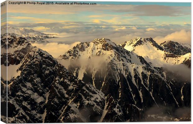 Winter  - Joseph Mountains Tekapo New Zealand Canvas Print by Philip Royal
