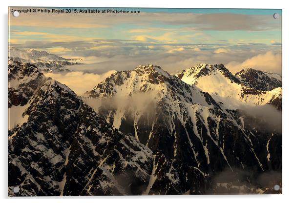 Winter  - Joseph Mountains Tekapo New Zealand Acrylic by Philip Royal