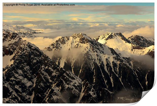 Winter  - Joseph Mountains Tekapo New Zealand Print by Philip Royal