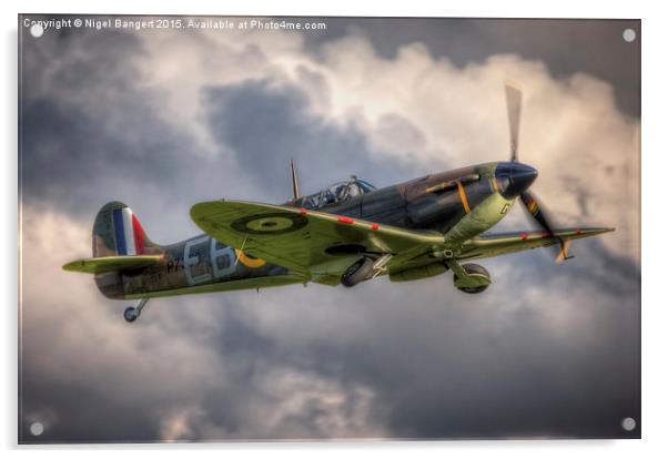  P7350 Spitfire Mk IIa Takeoff Acrylic by Nigel Bangert