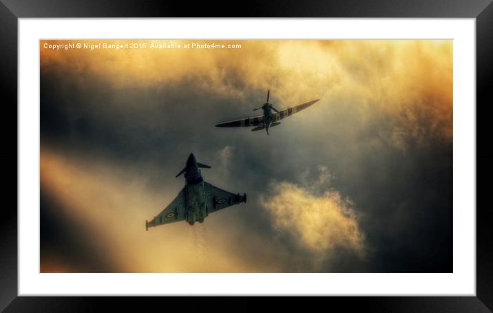  Eurofighter and Spitfire Flypast Framed Mounted Print by Nigel Bangert