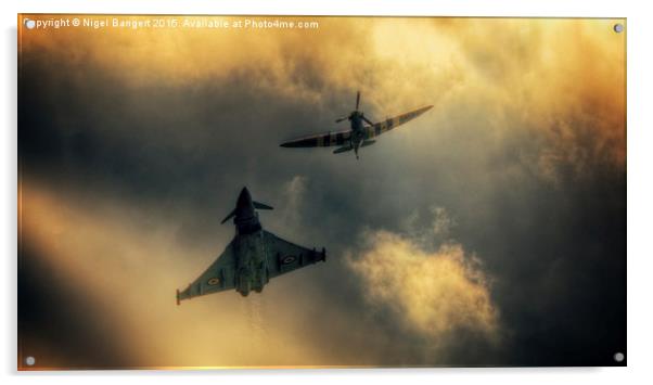  Eurofighter and Spitfire Flypast Acrylic by Nigel Bangert