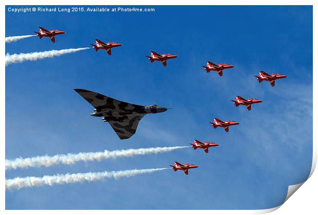 Red Arrows Tribute to the Vulcan Bomber  Print by Richard Long