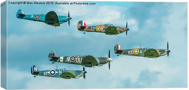 WWII spitfire formation Canvas Print by Max Stevens