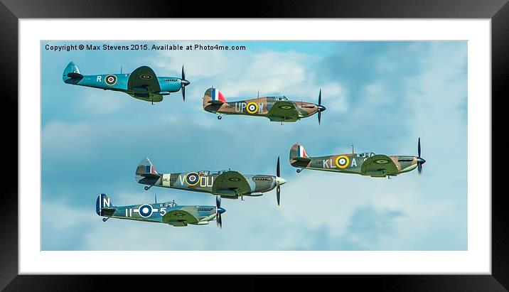  WWII spitfire formation Framed Mounted Print by Max Stevens