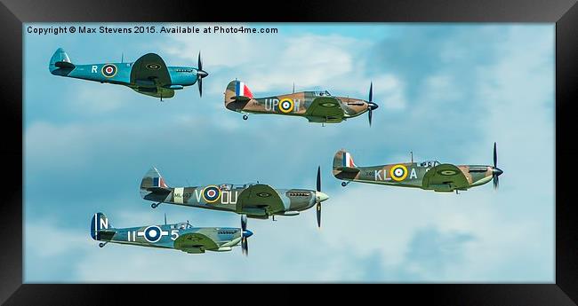  WWII spitfire formation Framed Print by Max Stevens