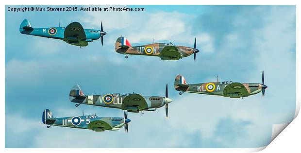  WWII spitfire formation Print by Max Stevens