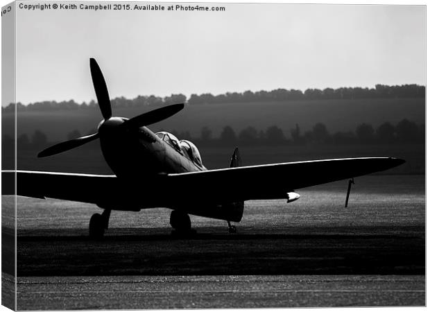  Twin-seat Spitfire - mono version Canvas Print by Keith Campbell
