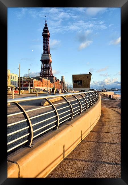 Golden Light On Blackpool Promenade Framed Print by Gary Kenyon