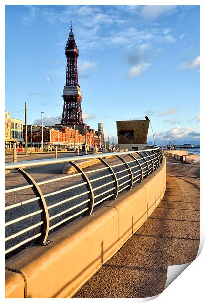 Golden Light On Blackpool Promenade Print by Gary Kenyon