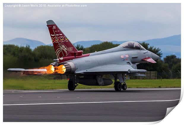 RAF Typhoon powering down the runway Print by Jason Wells