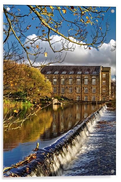 Bamford Weir and Mill  Acrylic by Darren Galpin