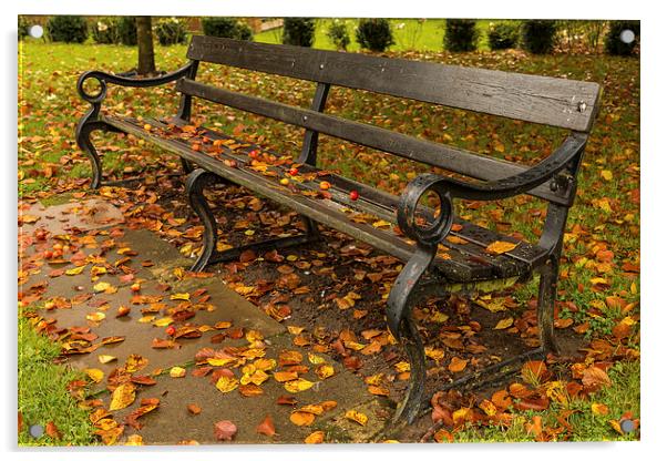 Autumn Bench. Acrylic by Peter Bunker