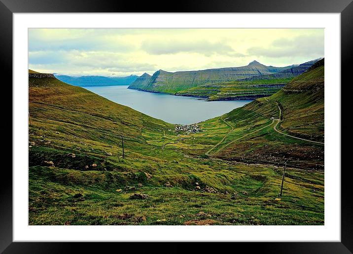 Mountains and sea in the Faroe Islands  Framed Mounted Print by Sue Bottomley