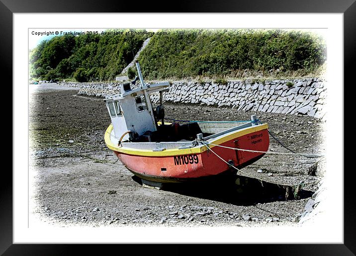  A boat lies in Solva Harbour, Wales, UK (Grunged  Framed Mounted Print by Frank Irwin