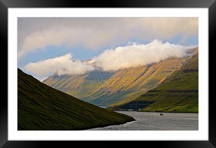 Leaving the Faroe Islands by Sea  Framed Mounted Print by Sue Bottomley