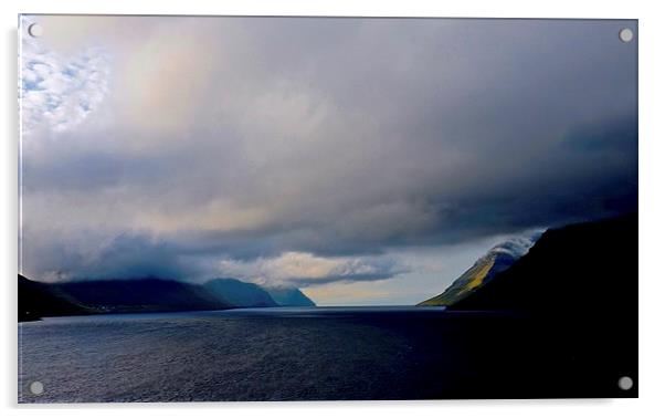 Leaving the Faroe Islands by Sea  Acrylic by Sue Bottomley
