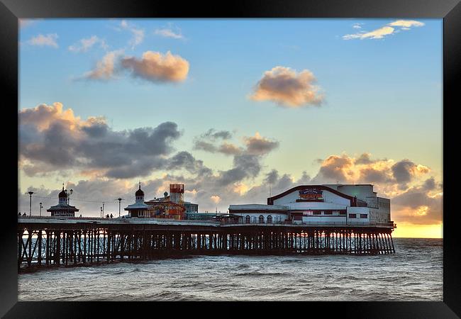 Sunset Sky Over North Pier Framed Print by Gary Kenyon