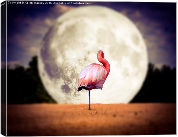  Flamingo Moon Canvas Print by Karen Mackey