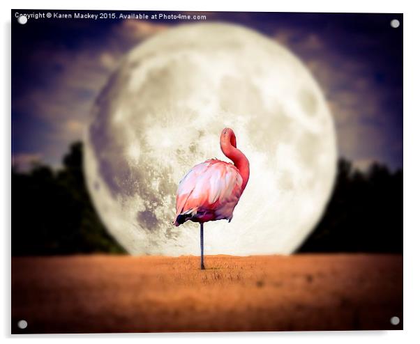  Flamingo Moon Acrylic by Karen Mackey