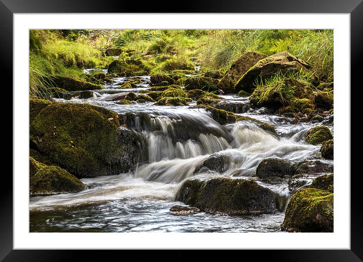  Goyt valley river splashing over rocks  Framed Mounted Print by Chris Warham