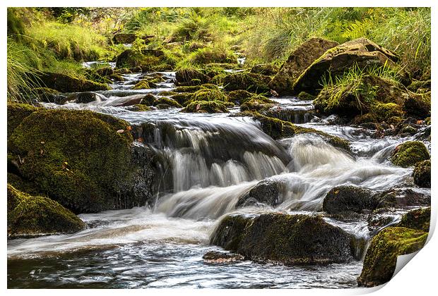  Goyt valley river splashing over rocks  Print by Chris Warham