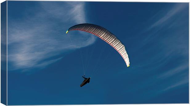  paraglider over Gower Canvas Print by Leighton Collins