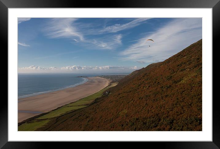  Paragliding at Rhossili Framed Mounted Print by Leighton Collins