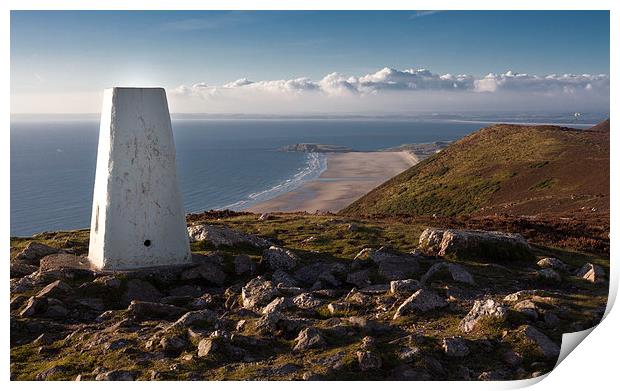  Trig Point on Rhossili Down Print by Leighton Collins