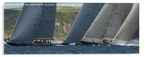  J Class Yachts Racing  Off Falmouth Acrylic by Keith Mountifield