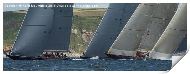  J Class Yachts Racing  Off Falmouth Print by Keith Mountifield