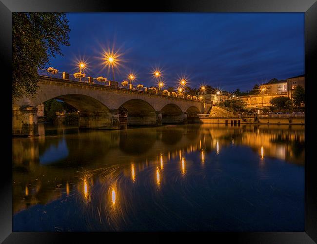 Cognac Bridge by Night, Cognac, France Framed Print by Mark Llewellyn