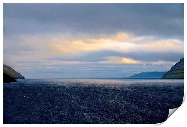  Leaving the Faroe Islands by Sea Print by Sue Bottomley