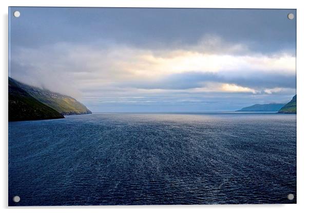 Leaving the Faroe Islands by Sea  Acrylic by Sue Bottomley