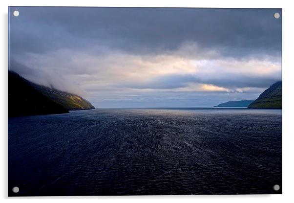 Leaving the Faroe Islands by Sea Acrylic by Sue Bottomley