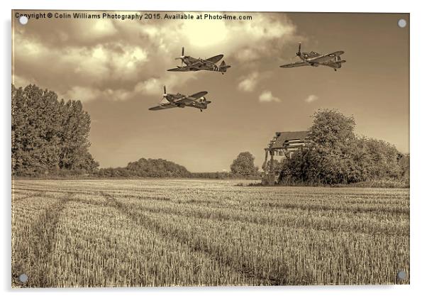   Hurricane And Spitfire 3 BW Acrylic by Colin Williams Photography