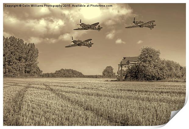   Hurricane And Spitfire 3 BW Print by Colin Williams Photography