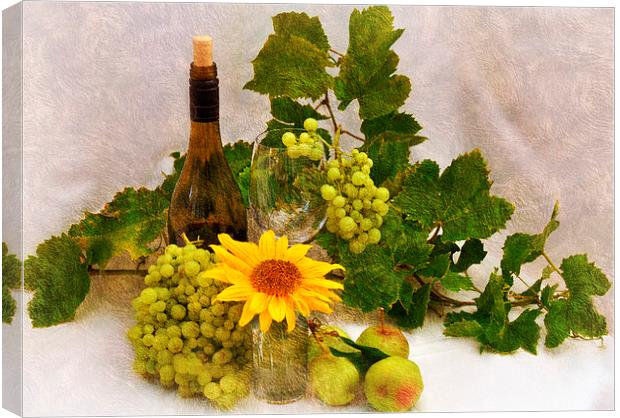  grapes wine and apples Canvas Print by sue davies