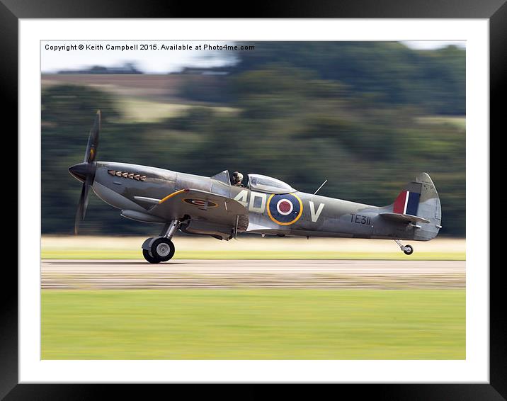  Spitfire TE311 landing - colour version. Framed Mounted Print by Keith Campbell