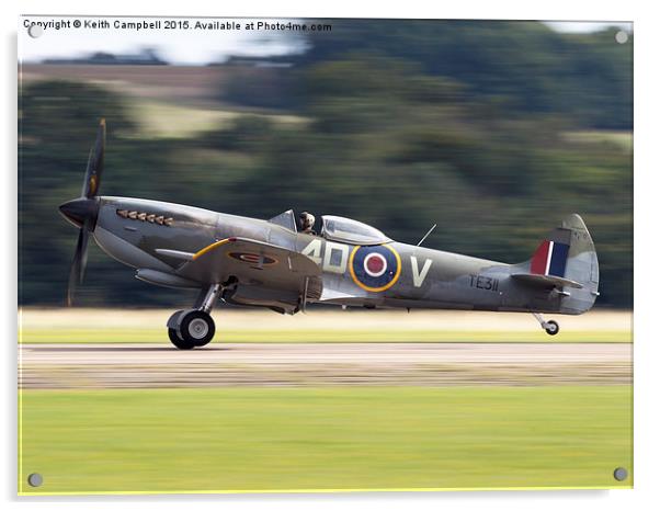  Spitfire TE311 landing - colour version. Acrylic by Keith Campbell