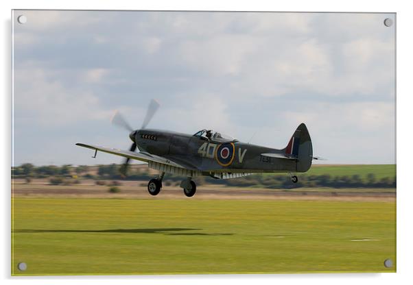Spitfire TE311Grass Landing Acrylic by J Biggadike