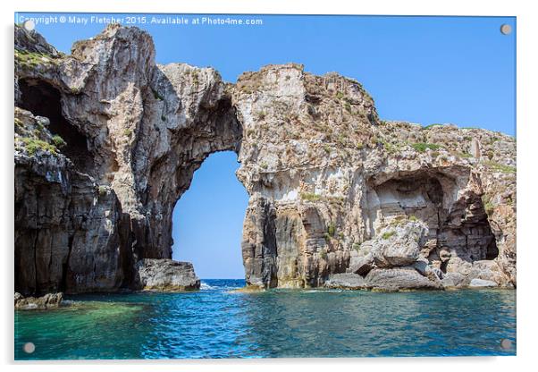  Sphacteria Rock, Bay of Navarino, Greece Acrylic by Mary Fletcher